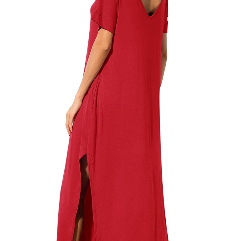 Greecerelle Long Pocket Red Maxi Dress